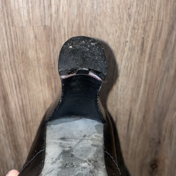 CHANEL BLACK PATENT LEATHER Lace Up HEEL OXFORD SHOES size - 37 - Picture 7 of 8